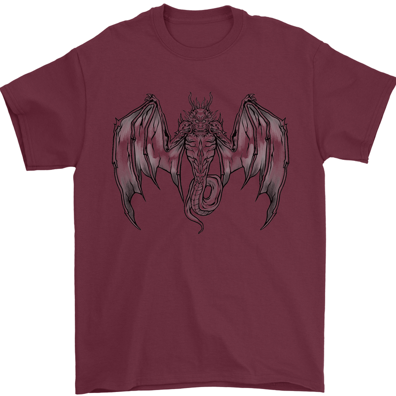 Serpent Dragon Gothic Fantasy Heavy Metal Mens T-Shirt 100% Cotton Maroon