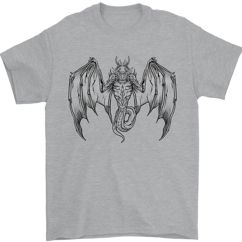 Serpent Dragon Gothic Fantasy Heavy Metal Mens T-Shirt 100% Cotton Sports Grey
