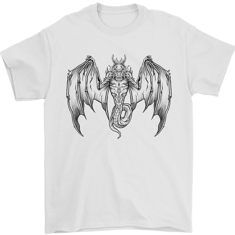 Serpent Dragon Gothic Fantasy Heavy Metal Mens T-Shirt 100% Cotton White