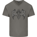 Serpent Dragon Gothic Fantasy Heavy Metal Mens V-Neck Cotton T-Shirt Charcoal