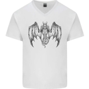 Serpent Dragon Gothic Fantasy Heavy Metal Mens V-Neck Cotton T-Shirt White