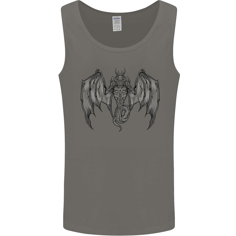 Serpent Dragon Gothic Fantasy Heavy Metal Mens Vest Tank Top Charcoal