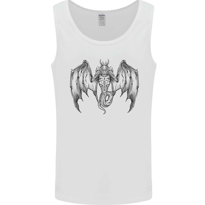 Serpent Dragon Gothic Fantasy Heavy Metal Mens Vest Tank Top White