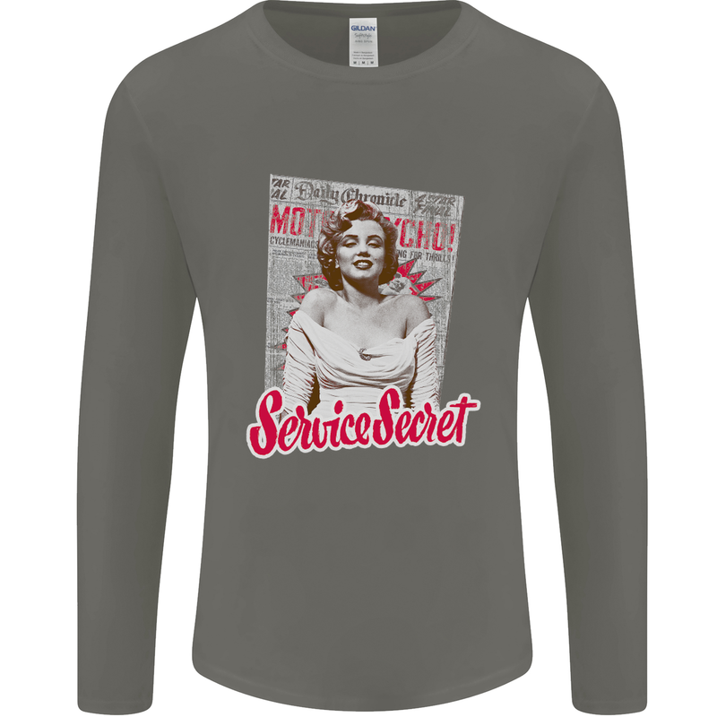 Service Secret Fashion Mens Long Sleeve T-Shirt Charcoal