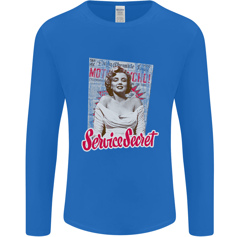 Service Secret Fashion Mens Long Sleeve T-Shirt Royal Blue