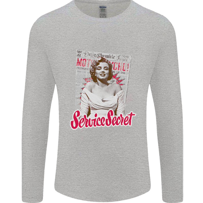Service Secret Fashion Mens Long Sleeve T-Shirt Sports Grey