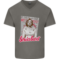 Service Secret Fashion Mens V-Neck Cotton T-Shirt Charcoal
