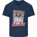 Service Secret Fashion Mens V-Neck Cotton T-Shirt Navy Blue