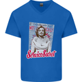 Service Secret Fashion Mens V-Neck Cotton T-Shirt Royal Blue