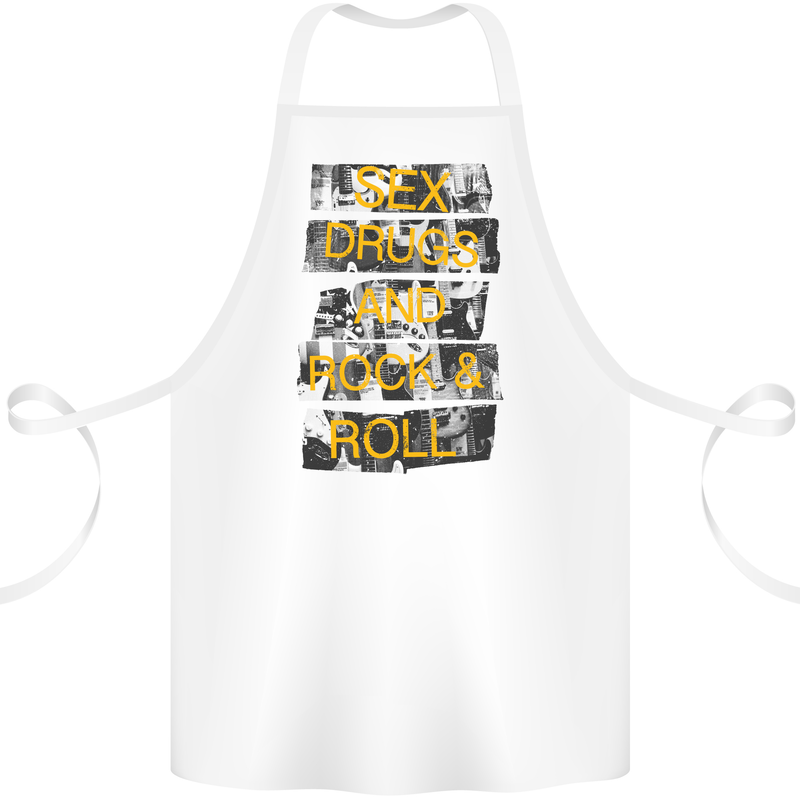 Sex Drugs & Rock & Roll Guitar Music Weed Cotton Apron 100% Organic White