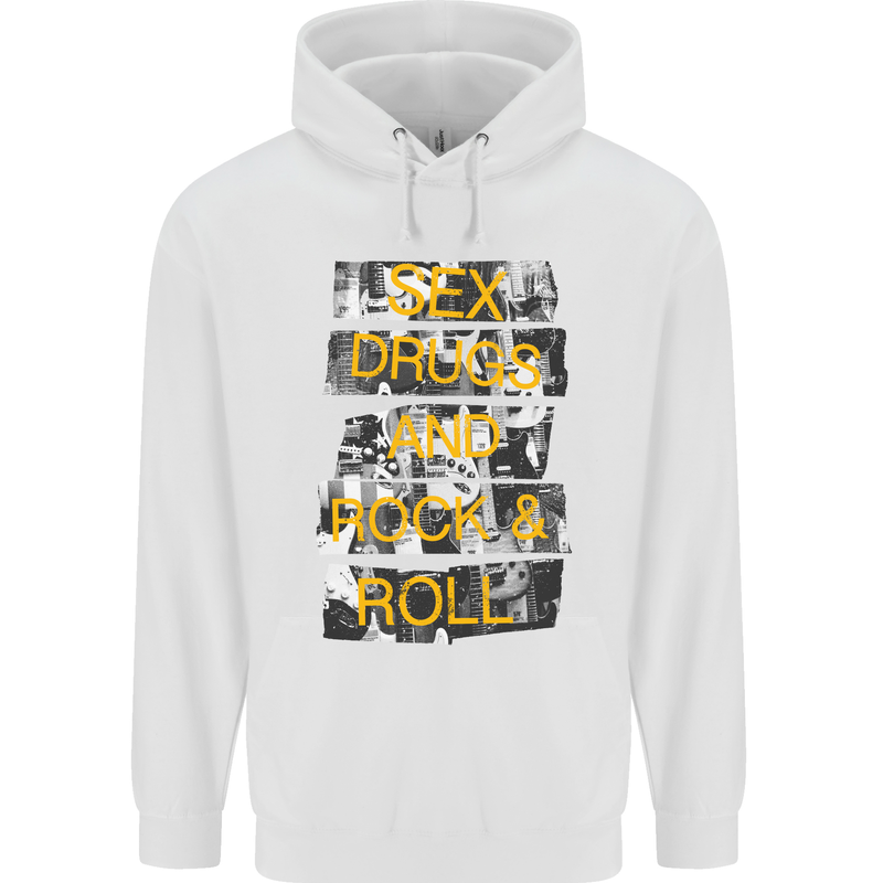 Sex Drugs & Rock & Roll Guitar Music Weed Mens Hoodie White