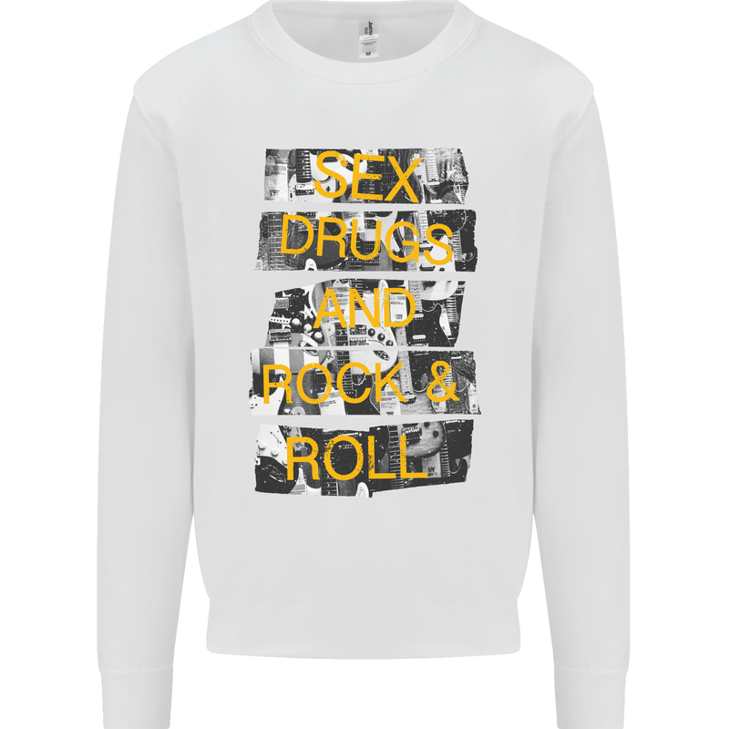 Sex Drugs & Rock & Roll Guitar Music Weed Mens Sweatshirt Jumper White