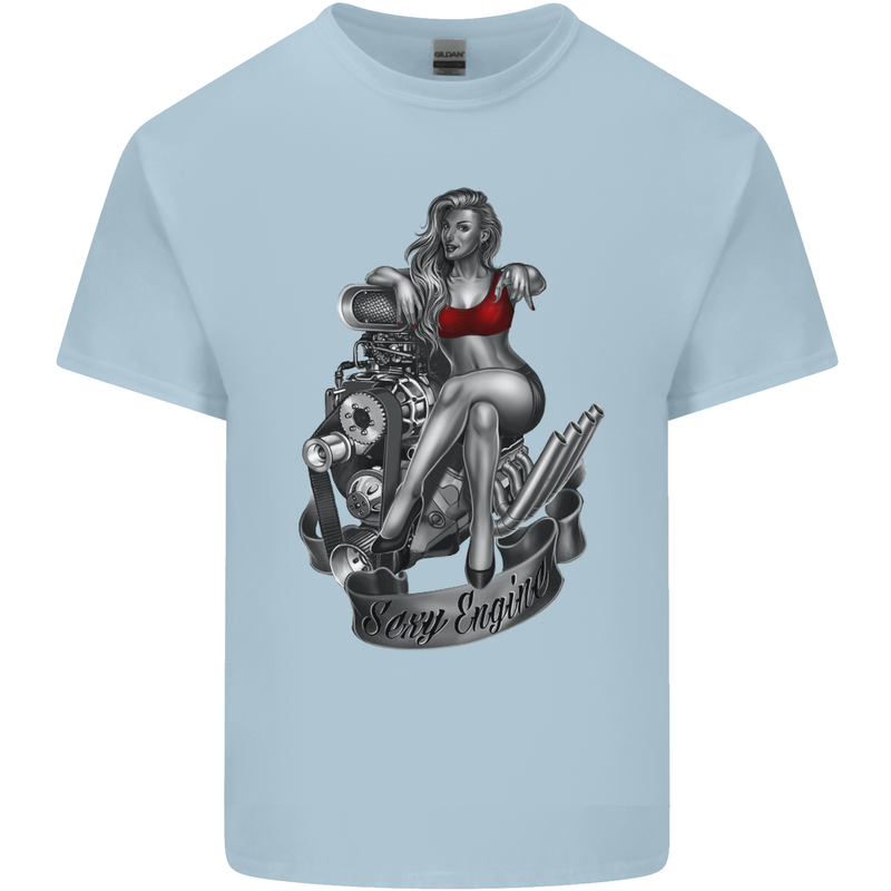 Sexy Engine Muscle Car Hot Rod Hotrod Mens Cotton T-Shirt Tee Top Light Blue
