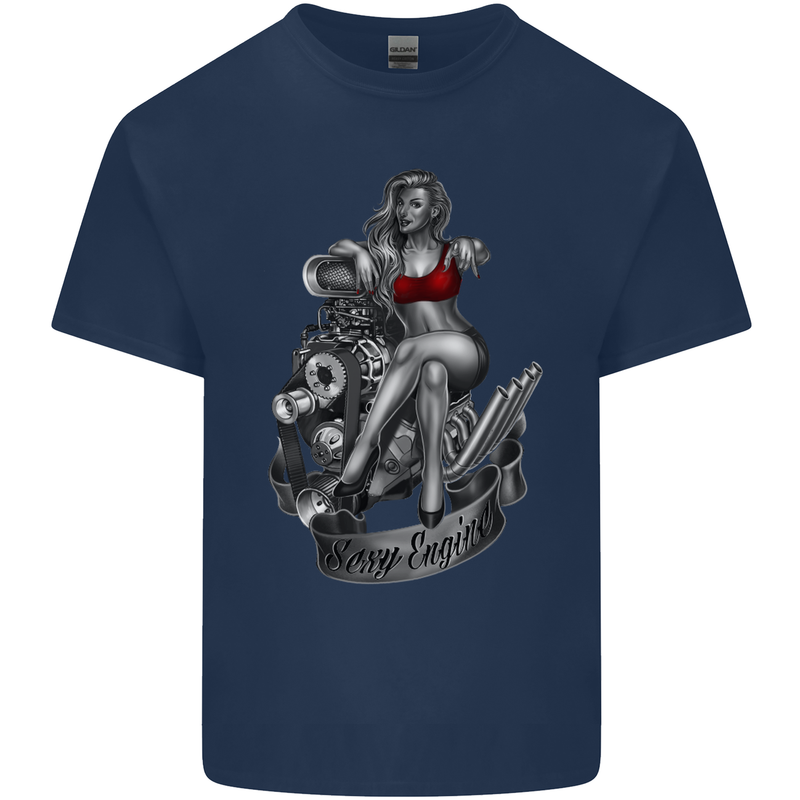 Sexy Engine Muscle Car Hot Rod Hotrod Mens Cotton T-Shirt Tee Top Navy Blue