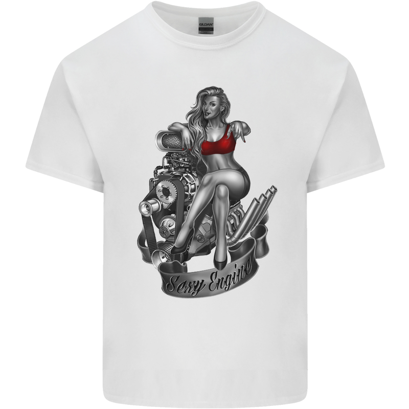 Sexy Engine Muscle Car Hot Rod Hotrod Mens Cotton T-Shirt Tee Top White