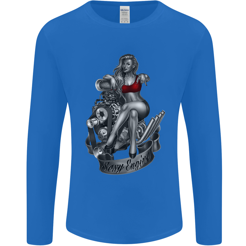 Sexy Engine Muscle Car Hot Rod Hotrod Mens Long Sleeve T-Shirt Royal Blue