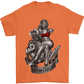 Sexy Engine Muscle Car Hot Rod Hotrod Mens T-Shirt Cotton Gildan Orange