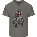 Sexy Engine Muscle Car Hot Rod Hotrod Mens V-Neck Cotton T-Shirt Charcoal