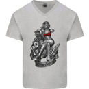Sexy Engine Muscle Car Hot Rod Hotrod Mens V-Neck Cotton T-Shirt Sports Grey
