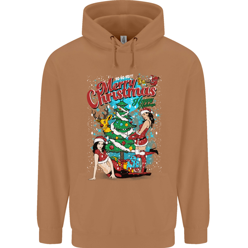 Sexy Merry Christmas Funny Christmas Mens 80% Cotton Hoodie Caramel Latte