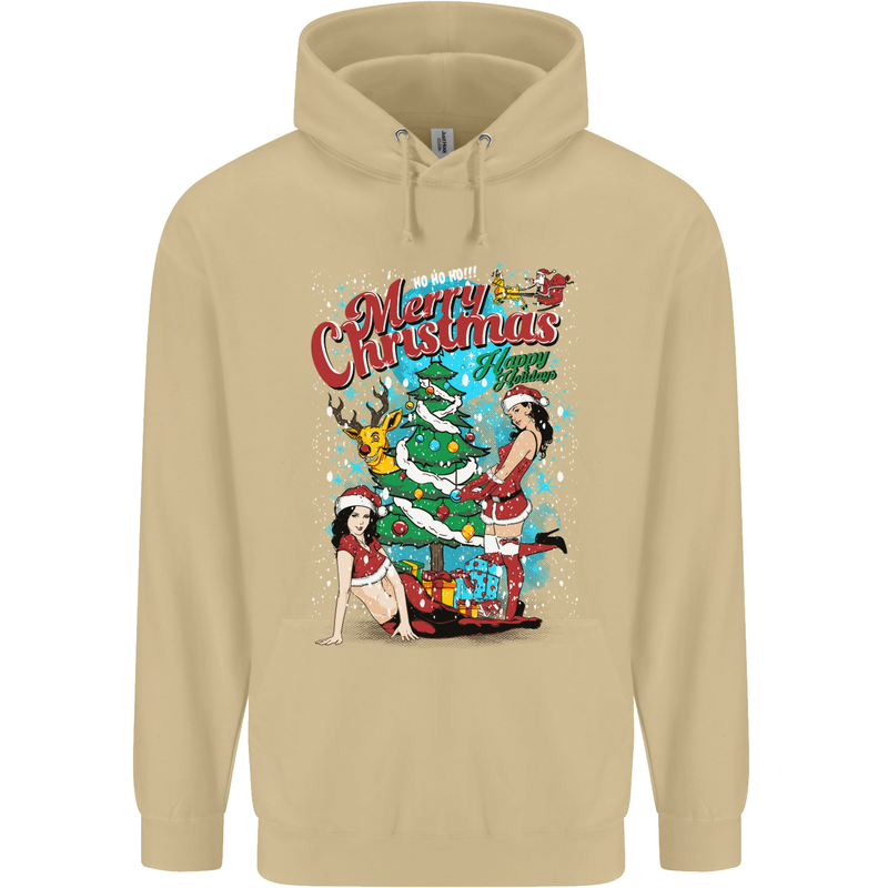 Sexy Merry Christmas Funny Christmas Mens 80% Cotton Hoodie Sand