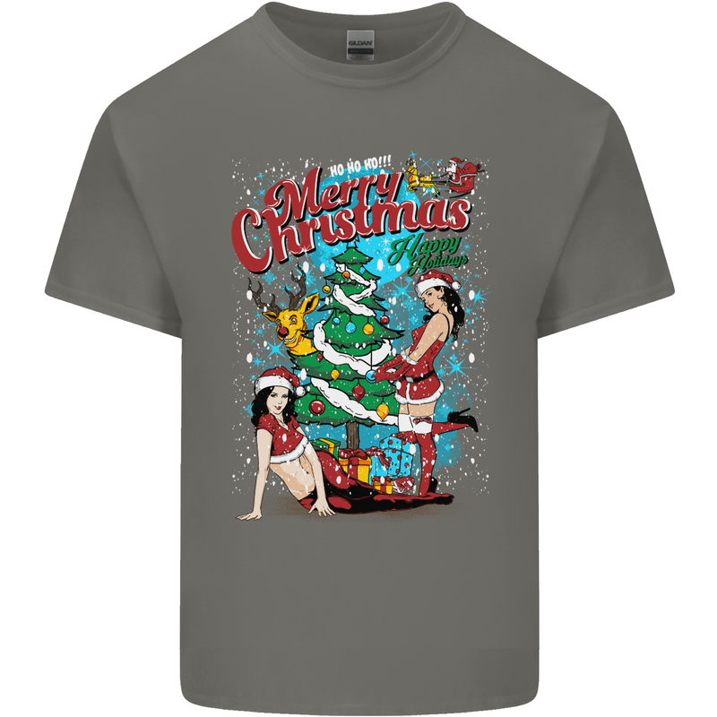 Sexy Merry Christmas Funny Christmas Mens Cotton T-Shirt Tee Top Charcoal