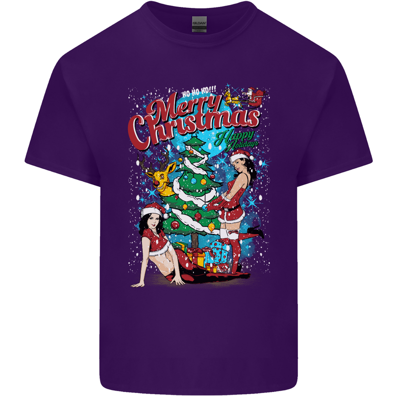 Sexy Merry Christmas Funny Christmas Mens Cotton T-Shirt Tee Top Purple