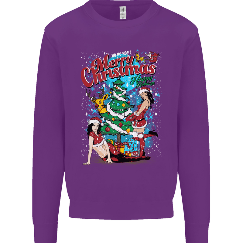 Sexy Merry Christmas Funny Christmas Mens Sweatshirt Jumper Purple