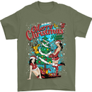 Sexy Merry Christmas Funny Christmas Mens T-Shirt Cotton Gildan Military Green