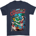 Sexy Merry Christmas Funny Christmas Mens T-Shirt Cotton Gildan Navy Blue