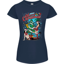 Sexy Merry Christmas Funny Christmas Womens Petite Cut T-Shirt Navy Blue