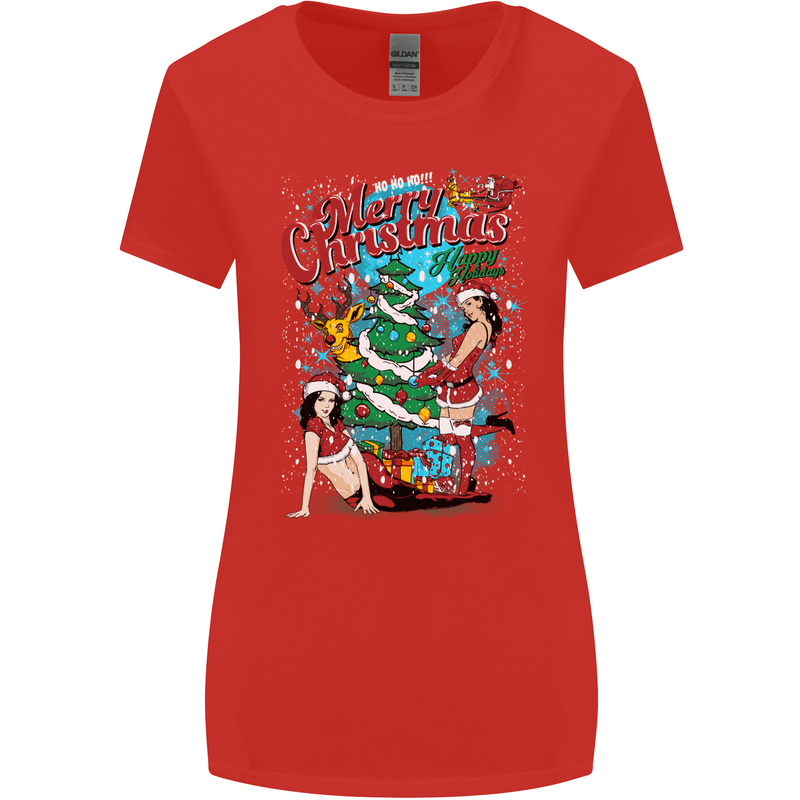 Sexy Merry Christmas Funny Christmas Womens Wider Cut T-Shirt Red