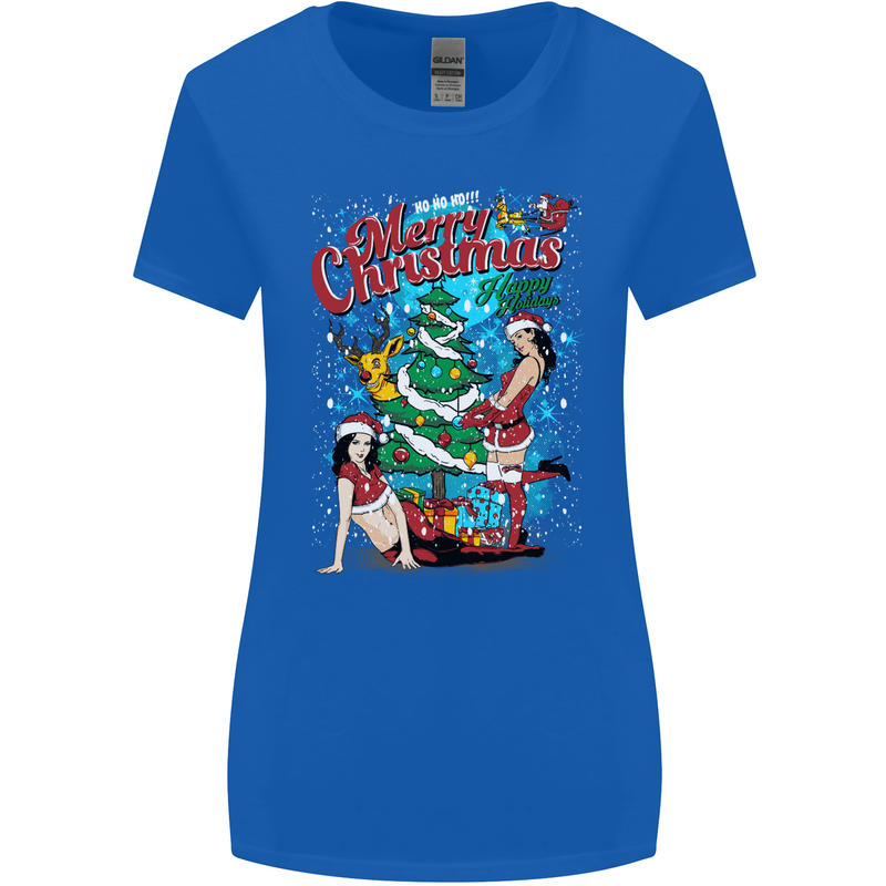 Sexy Merry Christmas Funny Christmas Womens Wider Cut T-Shirt Royal Blue