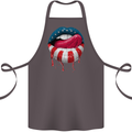 Sexy USA Flag Lips America July 4th Cotton Apron 100% Organic Dark Grey