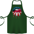 Sexy USA Flag Lips America July 4th Cotton Apron 100% Organic Forest Green
