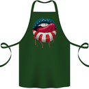 Sexy USA Flag Lips America July 4th Cotton Apron 100% Organic Forest Green