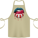 Sexy USA Flag Lips America July 4th Cotton Apron 100% Organic Khaki