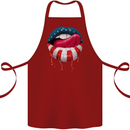 Sexy USA Flag Lips America July 4th Cotton Apron 100% Organic Maroon