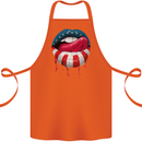 Sexy USA Flag Lips America July 4th Cotton Apron 100% Organic Orange