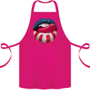 Sexy USA Flag Lips America July 4th Cotton Apron 100% Organic Pink
