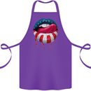 Sexy USA Flag Lips America July 4th Cotton Apron 100% Organic Purple