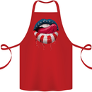 Sexy USA Flag Lips America July 4th Cotton Apron 100% Organic Red