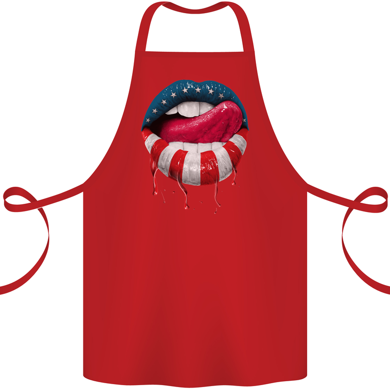 Sexy USA Flag Lips America July 4th Cotton Apron 100% Organic Red