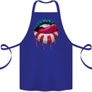 Sexy USA Flag Lips America July 4th Cotton Apron 100% Organic Royal Blue