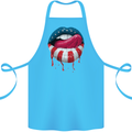 Sexy USA Flag Lips America July 4th Cotton Apron 100% Organic Turquoise