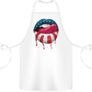Sexy USA Flag Lips America July 4th Cotton Apron 100% Organic White