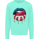Sexy USA Flag Lips America July 4th Kids Sweatshirt Jumper Peppermint