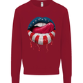 Sexy USA Flag Lips America July 4th Kids Sweatshirt Jumper Red