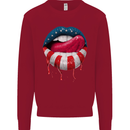Sexy USA Flag Lips America July 4th Kids Sweatshirt Jumper Red
