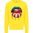 Sexy USA Flag Lips America July 4th Kids Sweatshirt Jumper Yellow